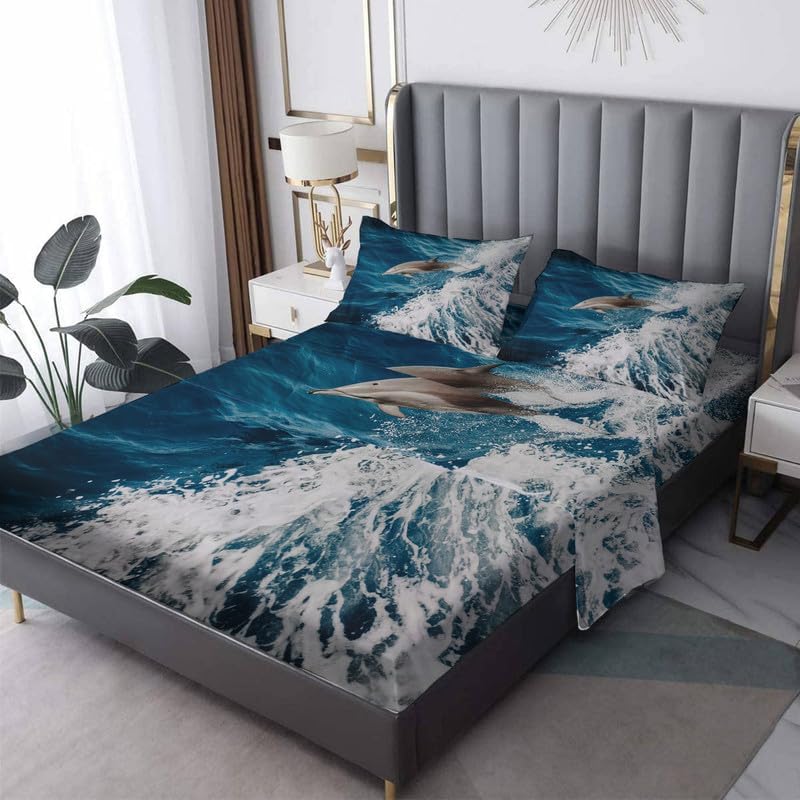 Dolphin Sheets California King - Patterned Microfiber Bedding Set