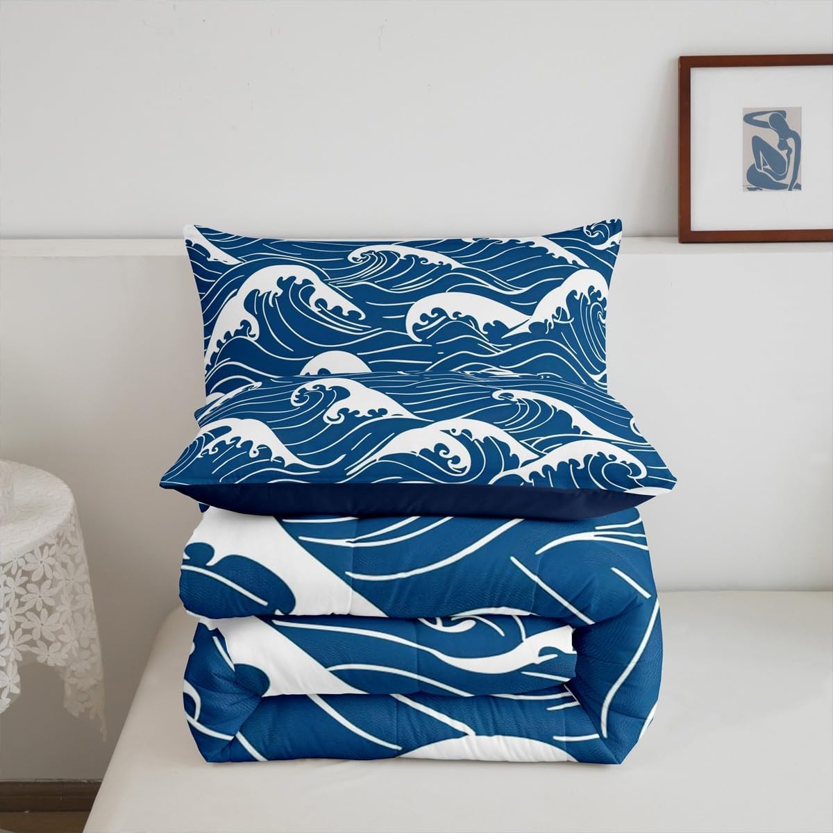 Feelyou Kids Japanese Wave Comforter Set Twin Size