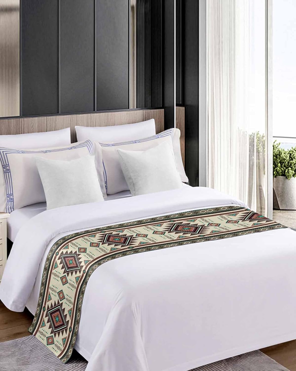 Ldtrchee Cal King Bed Runner - Native American Western Style 102x20in