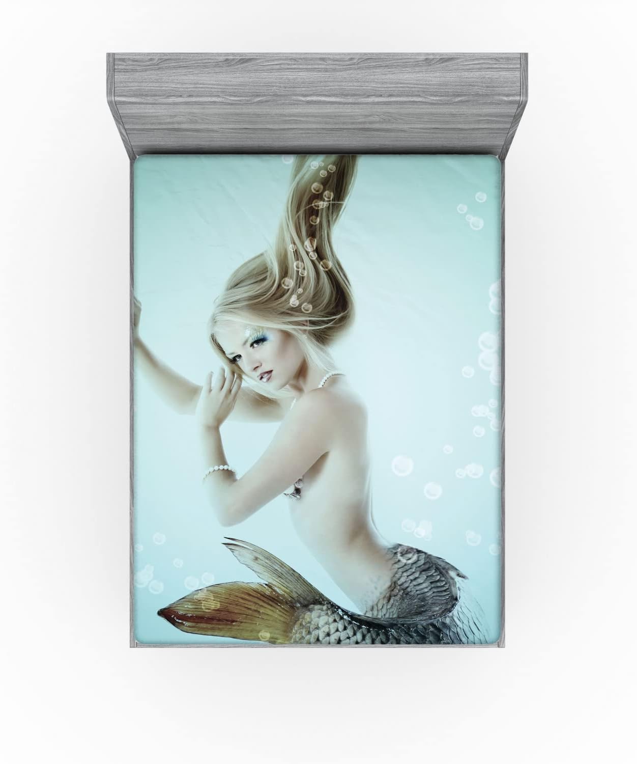 Ambesonne Mermaid Sheet Set - California King Seafoam Beige