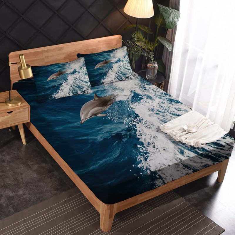 Dolphin Sheets California King - Patterned Microfiber Bedding Set