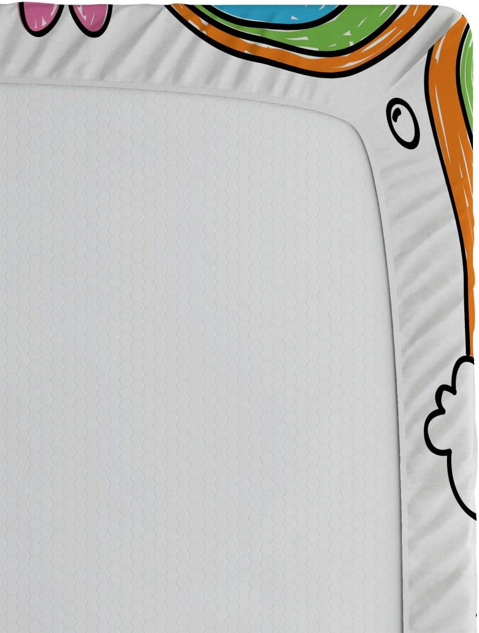 Ambesonne Cartoon Fitted Sheet Multicolor California King
