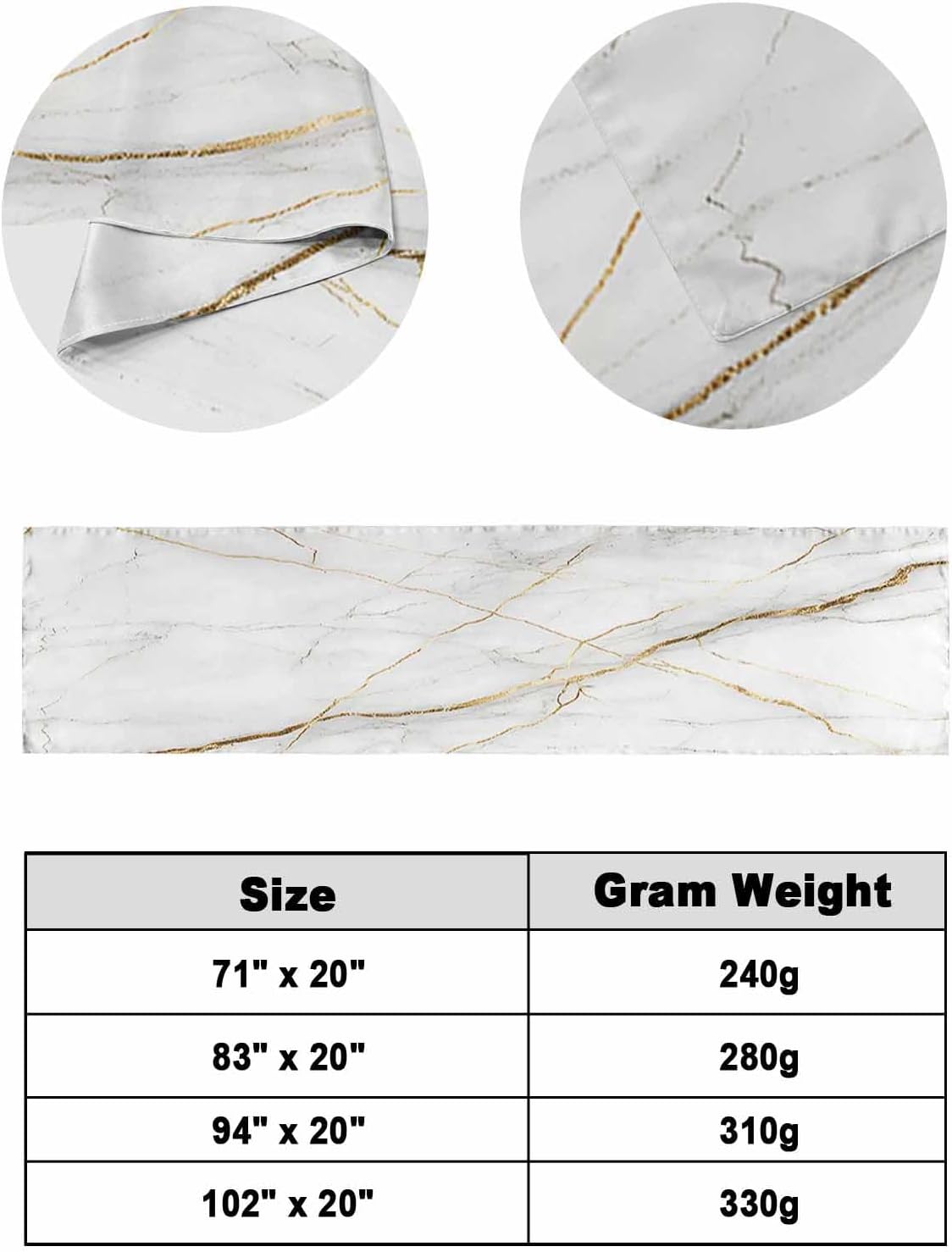 Sabolny Marble Bed Runner Scarf King Size Grey 1