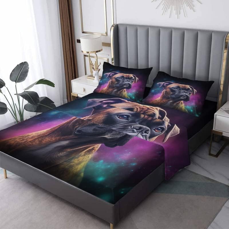 Boxer Dog Sheets California King Set - 4 Piece Microfiber