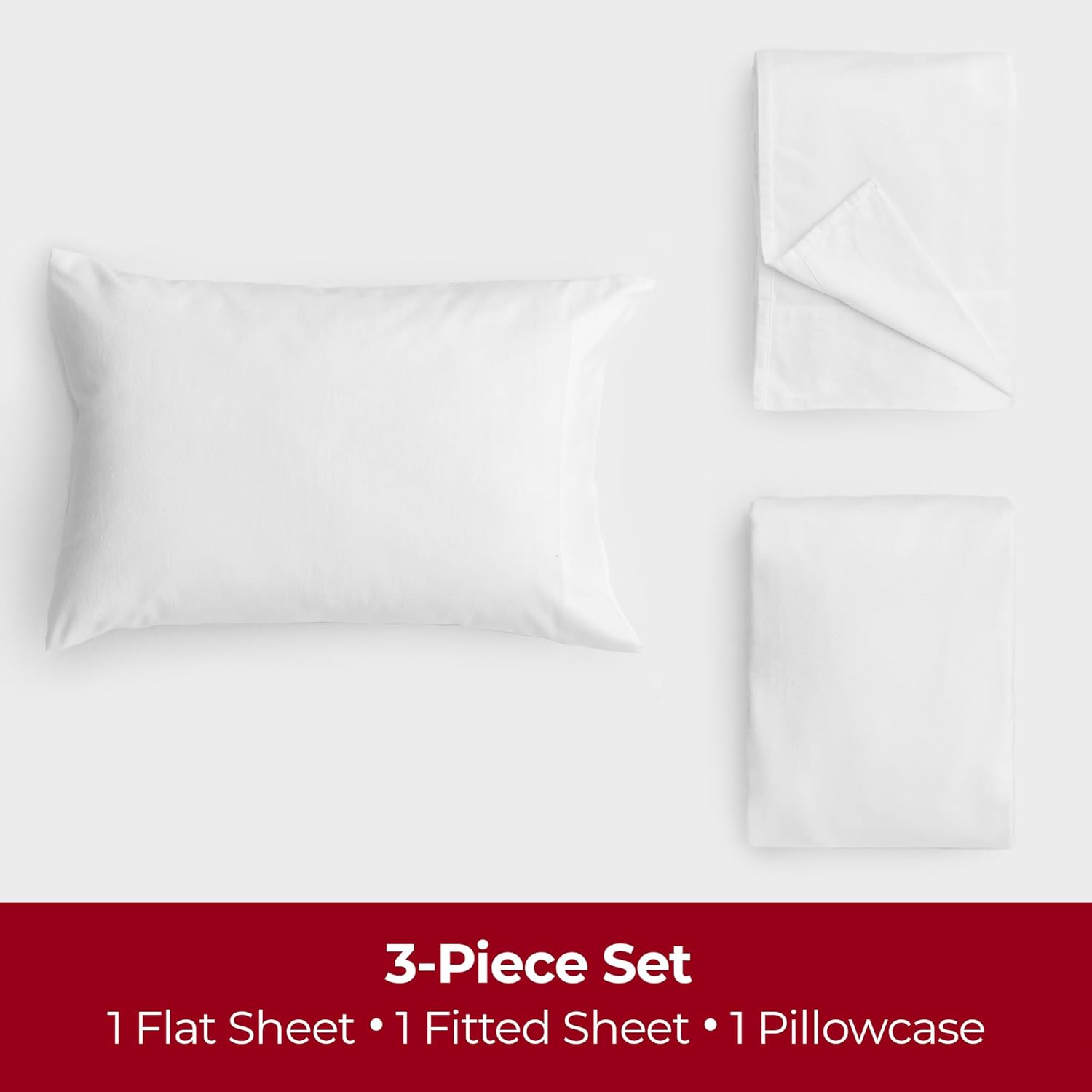 Mellanni Flannel Sheet Set - 3 Piece Twin XL White