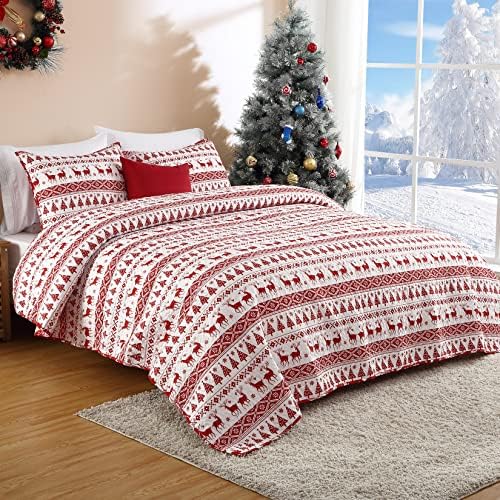 CAROMIO Christmas Quilt Set King Size
