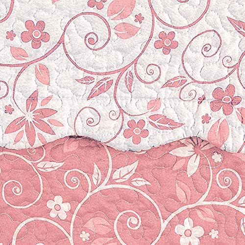 Collections Etc Reversible Floral Scroll Pillow Sham Rose Sham