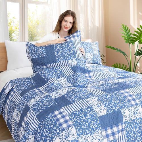 ROMROL King Size Floral Quilt Bedding Set 3 Piece