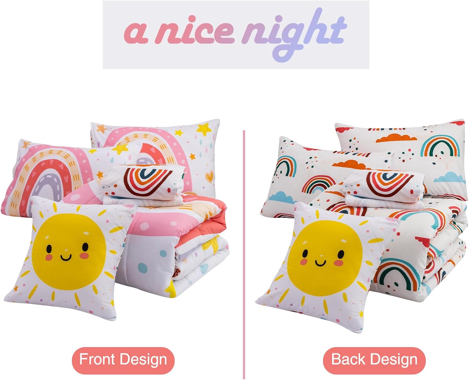 A Nice Night Cartoon Rainbow Comforter Set Twin