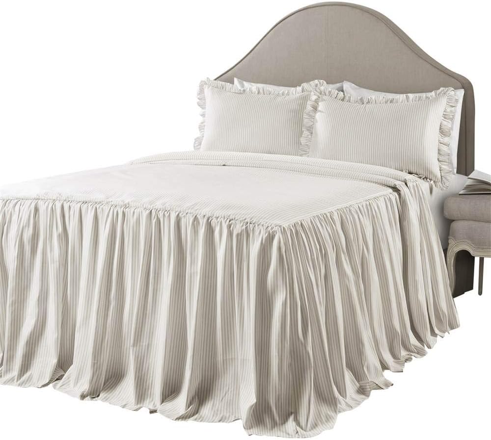 Lush Decor Ticking Stripe Bedspread 3 Piece Set Queen