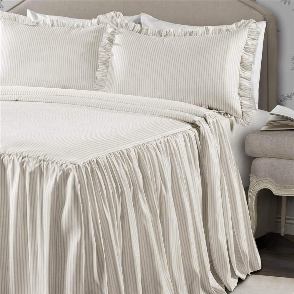 Lush Decor Ticking Stripe Bedspread 3 Piece Set Queen