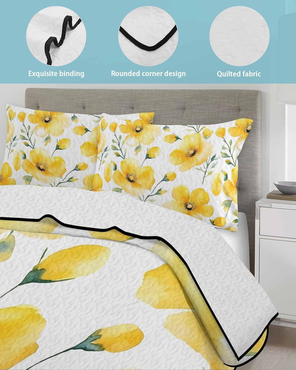 TocaHome Summer Quilt Set Twin XL 68x98 Inch