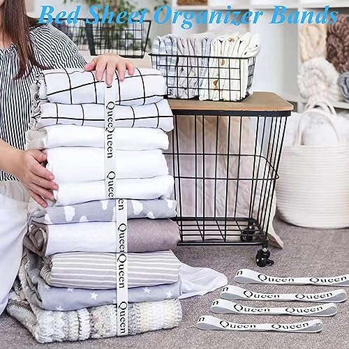 Tekalobr 4pcs Sheet Organizer Bands for Queen Bedding
