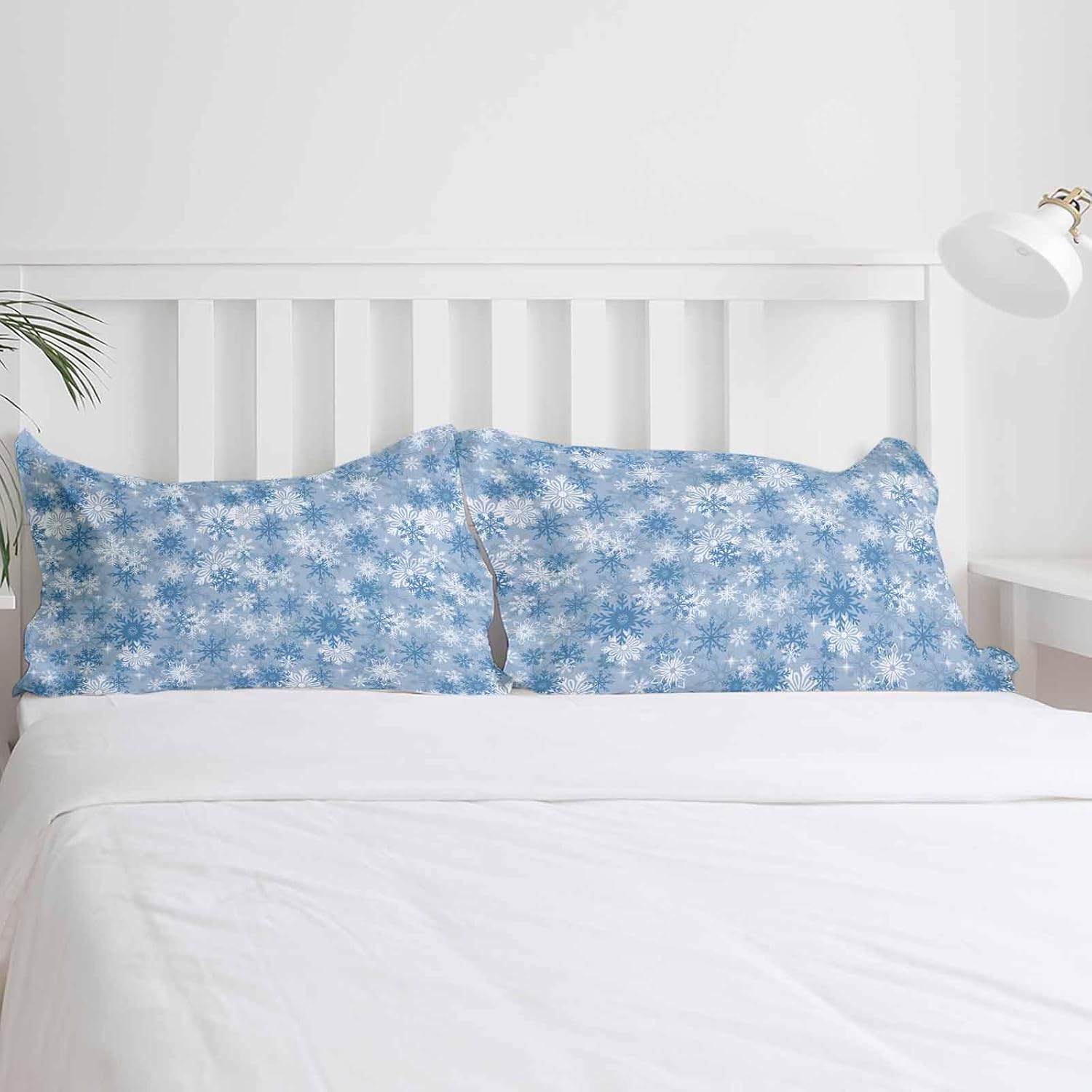 OComster California King Duvet Cover Set with Blue Snowflake Design
