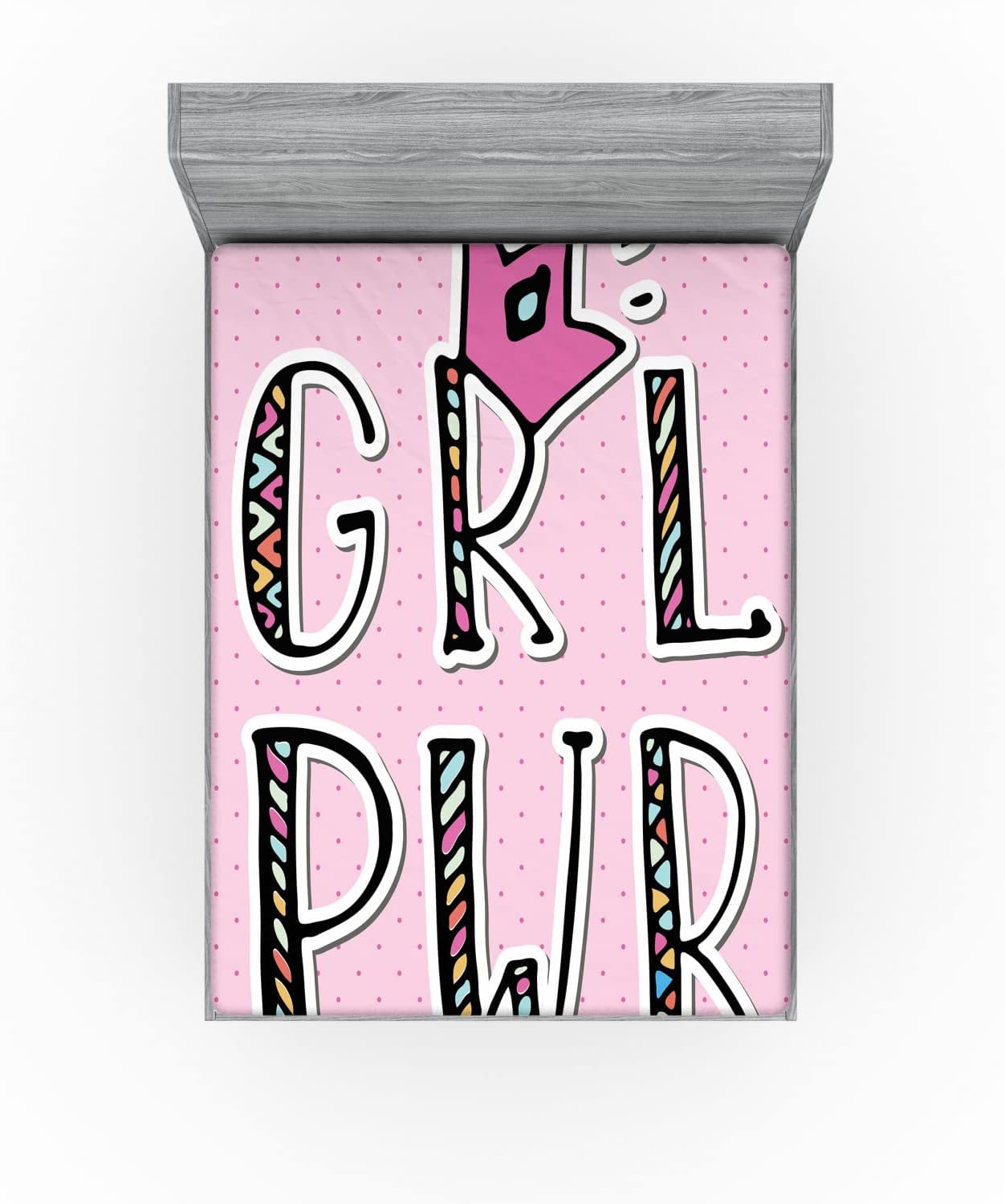 Ambesonne Girl Slogan Fitted Sheet - Multicolor