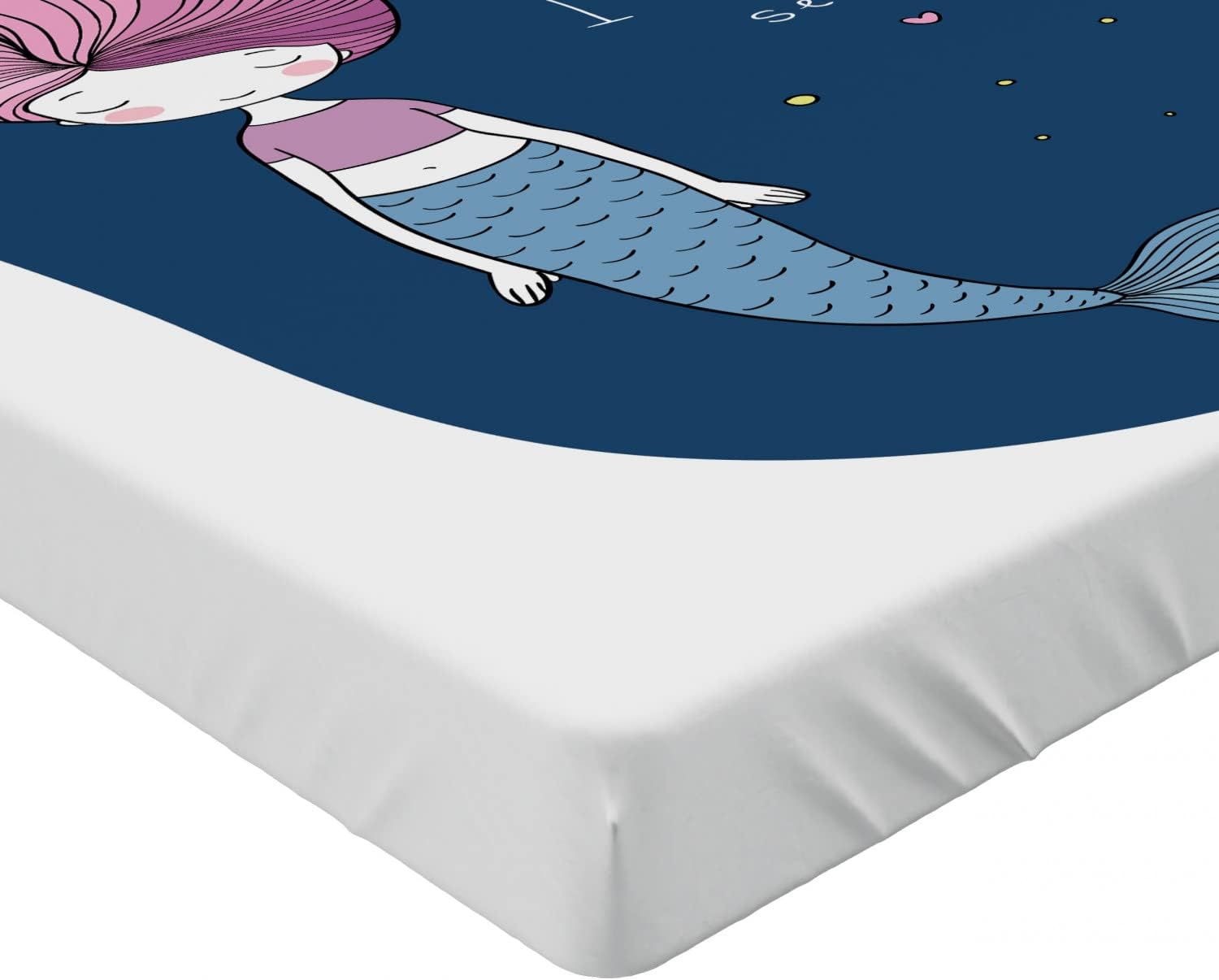 Ambesonne Mermaid Sheet Set - Pink Hair Stars Moon California King
