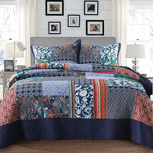 Yvooxny Reversible Cotton Quilt Set Queen Size 3-Piece