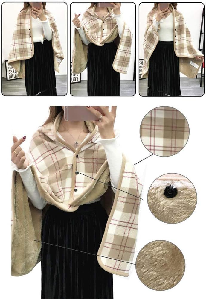 Doublelayer Plaid Heated Throw Blanket for Winter