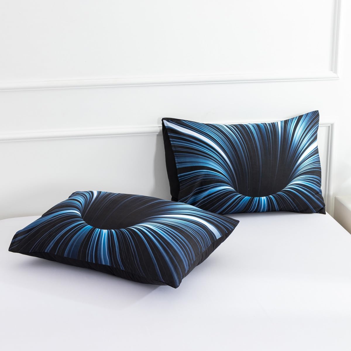 NTBED 3D Geometric Microfiber Comforter Set for Kids Adults Blue Queen