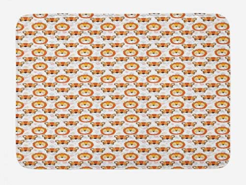Ambesonne Cartoon Bath Mat - Tiger Lion Plush Non Slip
