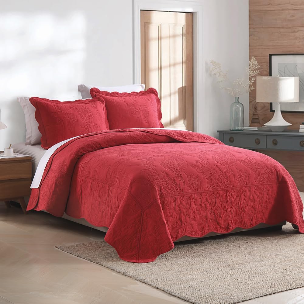 ENASAL Reversible Cotton Jacquard Quilt Set Queen Size