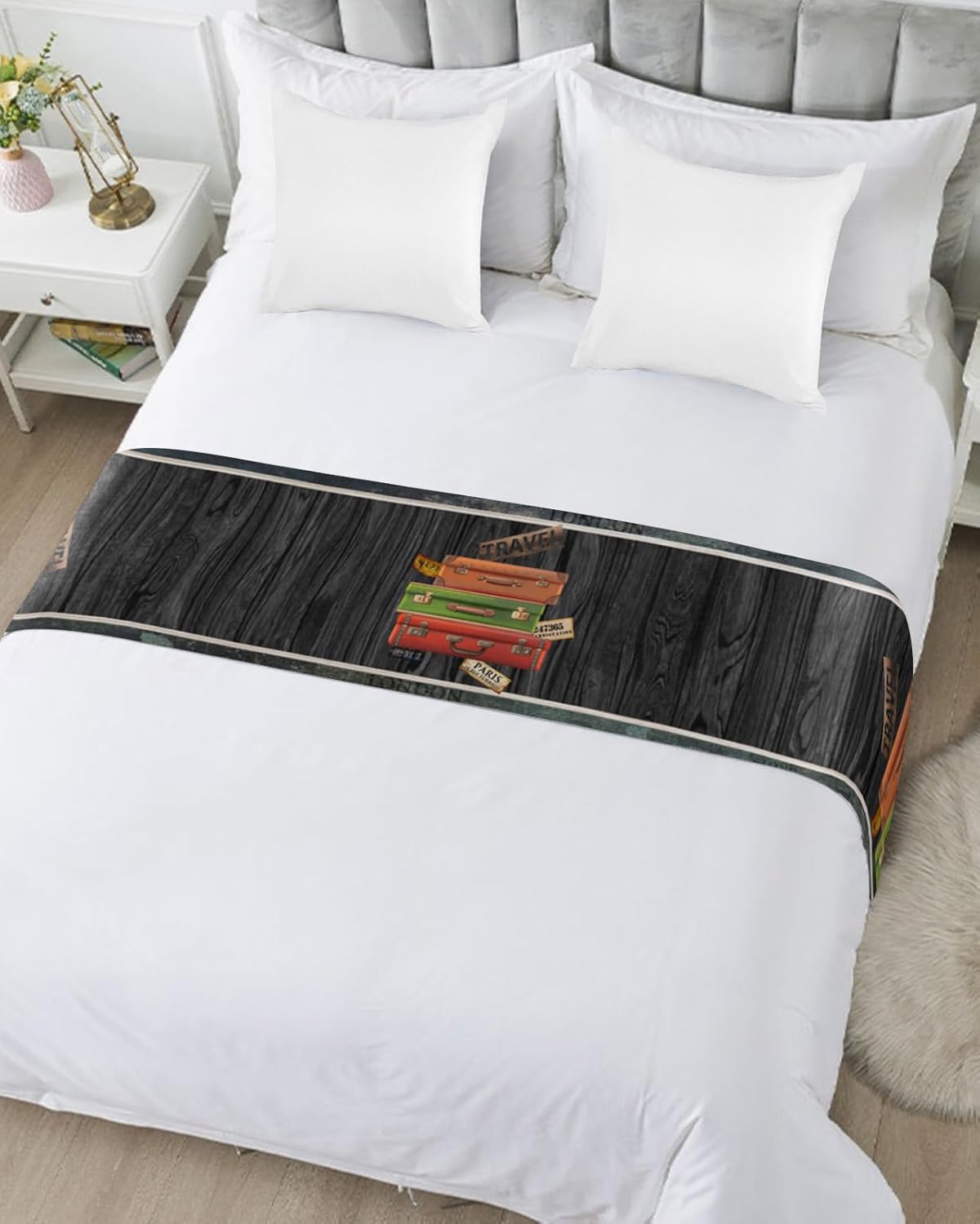 Smile Sunflower Bed Runner Scarf for Twin 71x20in 1