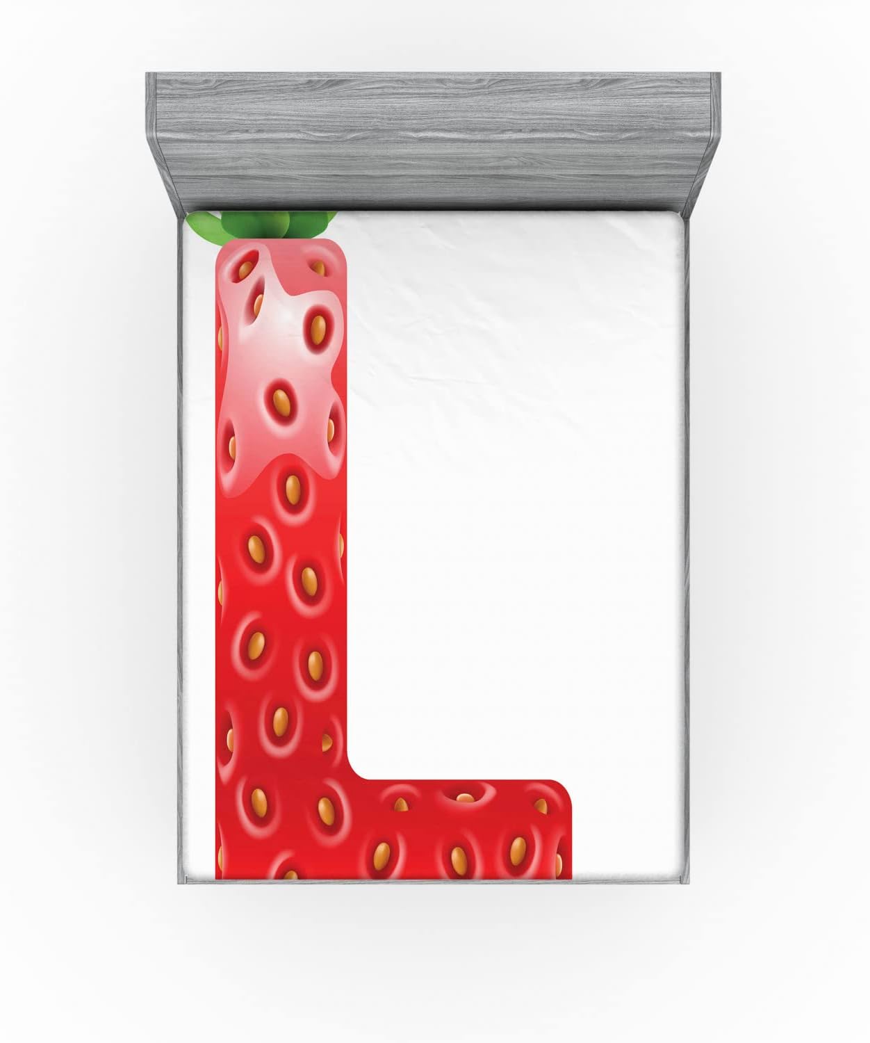 Ambesonne Letter L Fitted Sheet - Juicy Ripe Strawberry Design