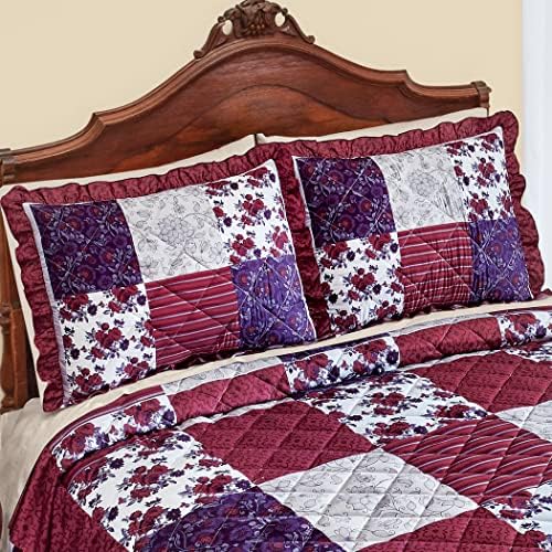 Collections Etc Patchwork Quilted Pillow Sham