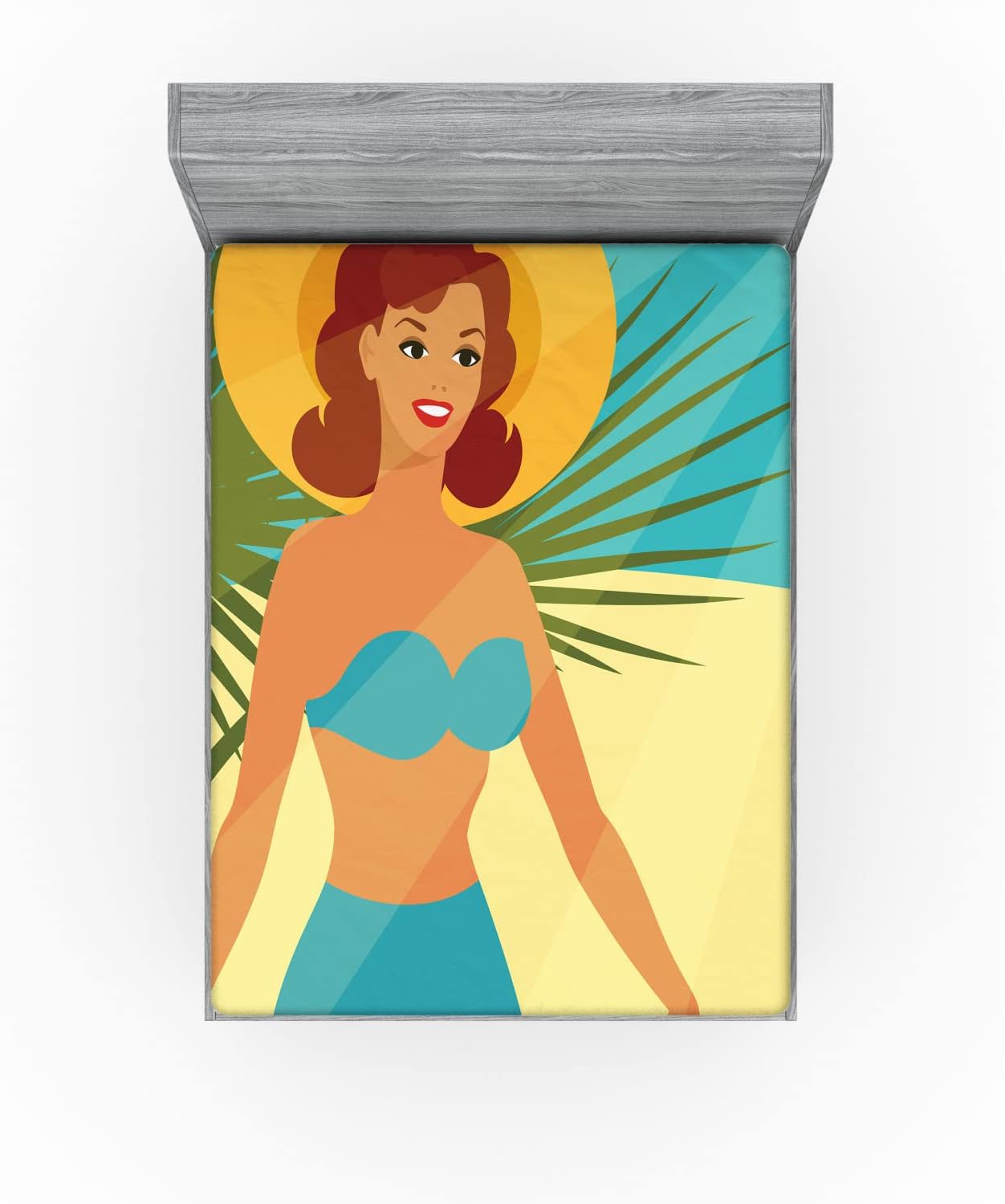 Ambesonne Pin-up Girl Fitted Sheet California King