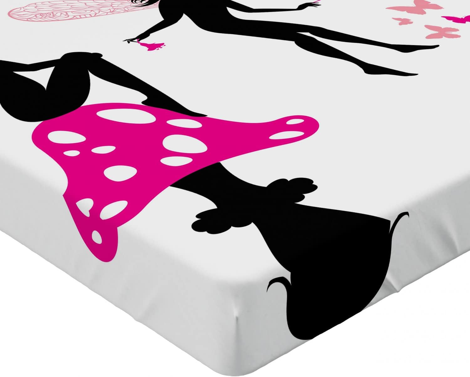 Ambesonne Tale Fitted Sheet Hot Pink Rose Black 1