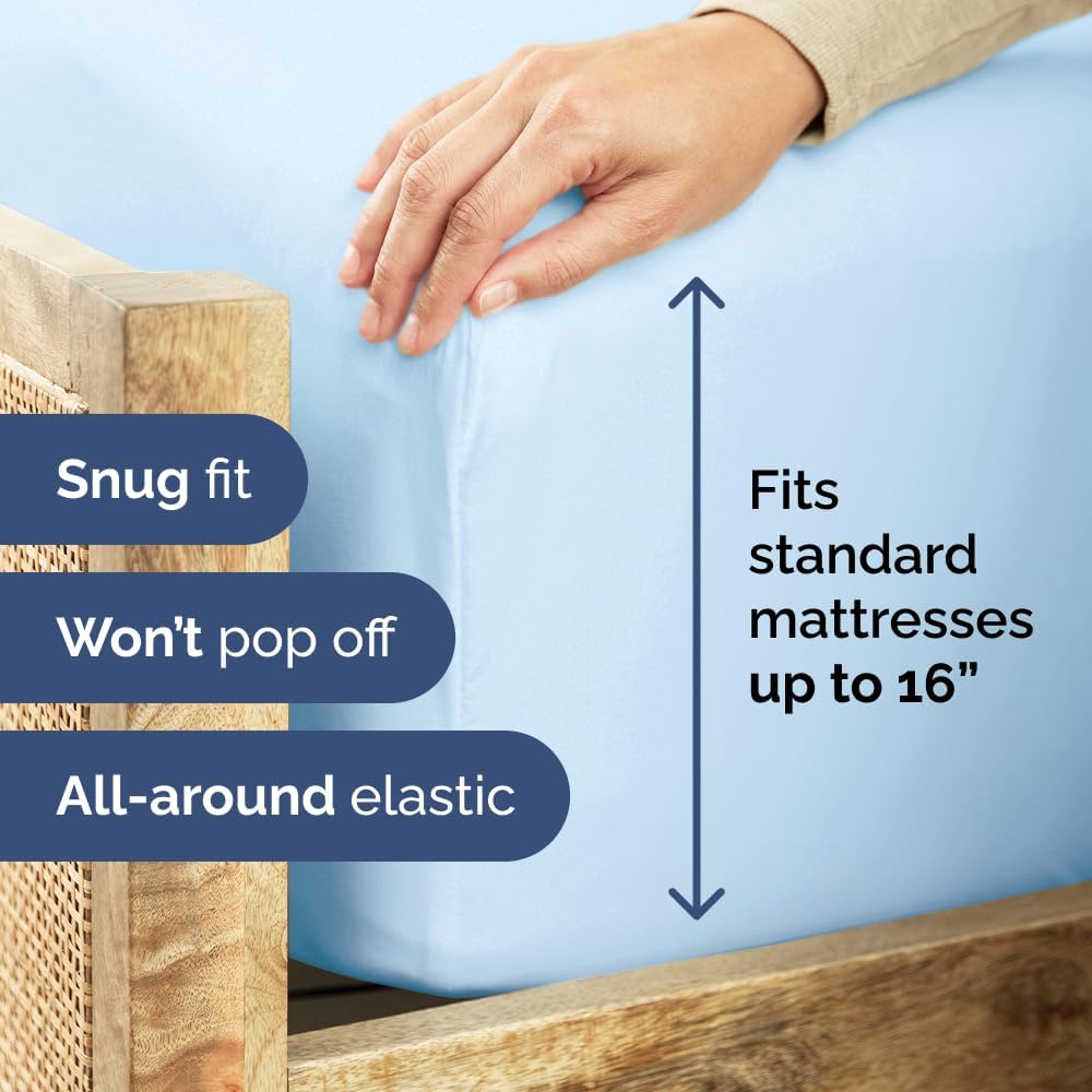 400 Thread Count Cotton Sheet Set Twin XL 100 Cotton Light Blue