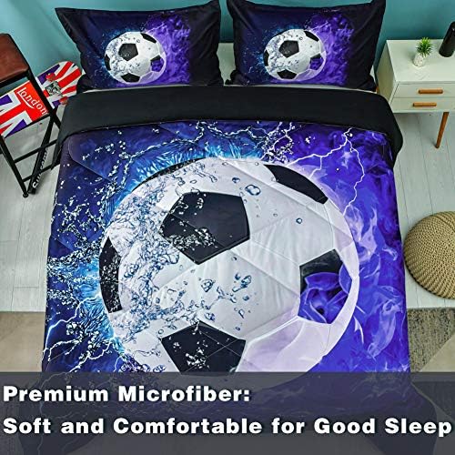 Andency 3D Soccer Comforter Set Full 79x90 Inch 3Pcs