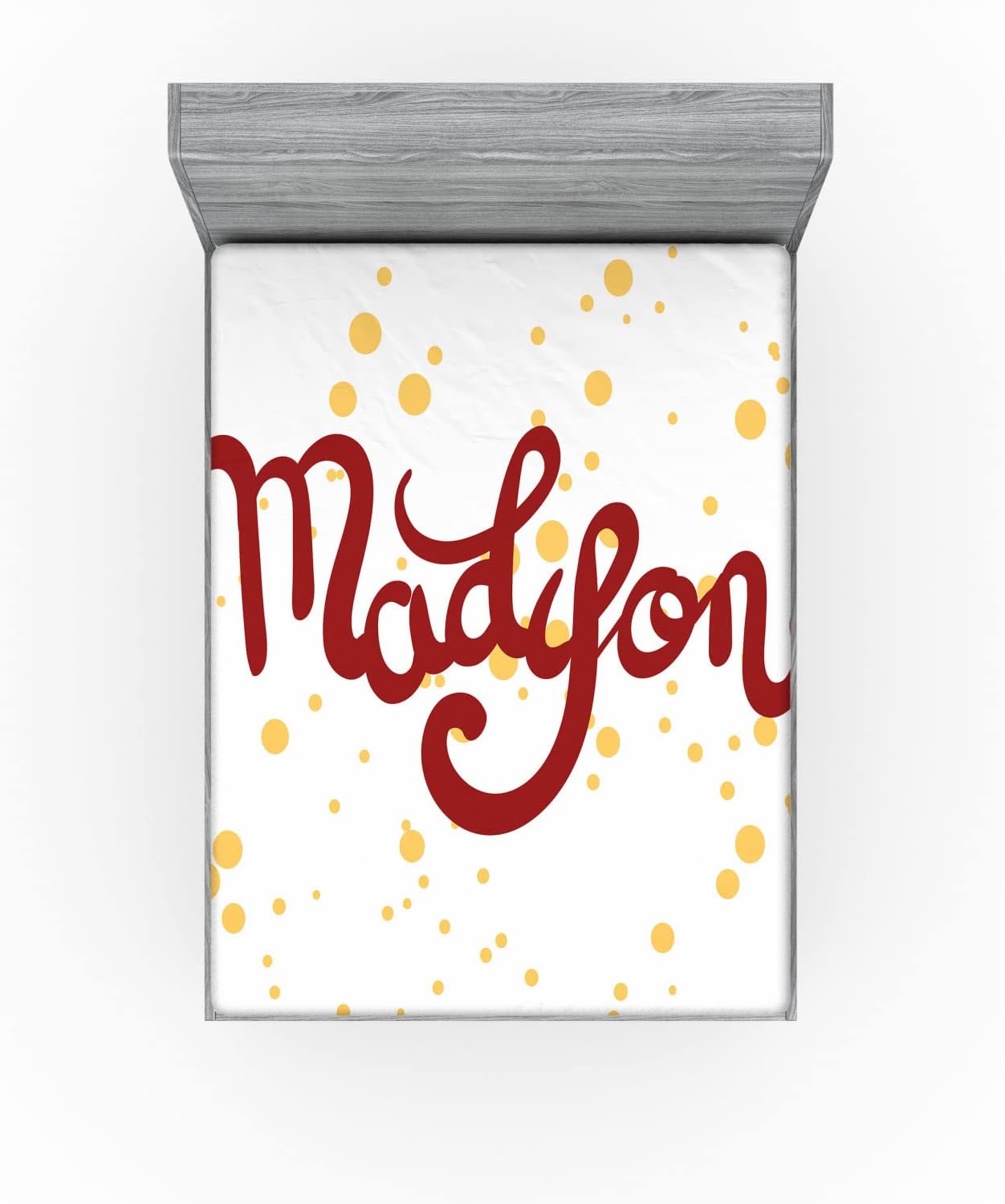 Ambesonne Madison Fitted Sheet Ruby and Mustard