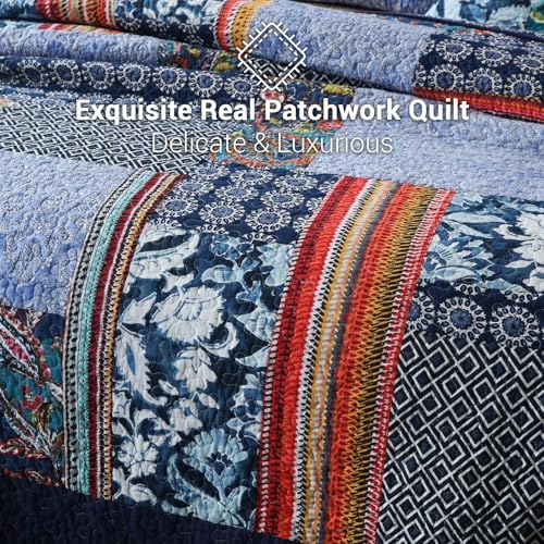 Yvooxny Reversible Cotton Quilt Set Queen Size 3-Piece