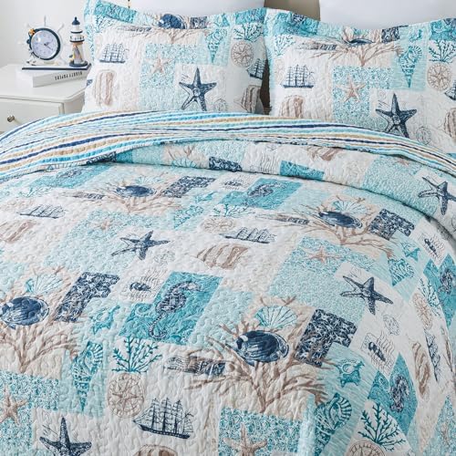 Travan King Size Beach Quilt Set with 2 Shams