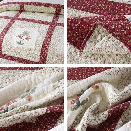 Vctops Christmas Red Quilt Set with 2 Pillow Shams