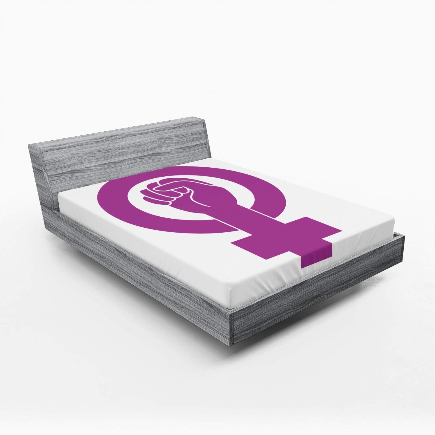 Ambesonne Girl Power Fitted Sheet California King Purple White