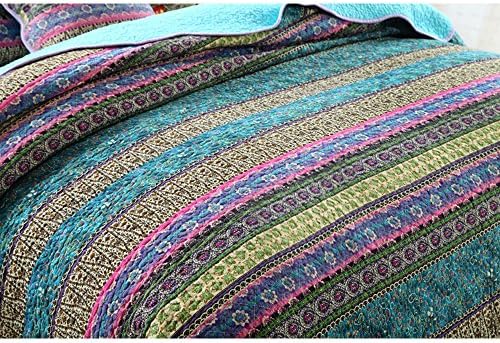 NEWLAKE Striped Jacquard Cotton Quilt Set Queen Size 1