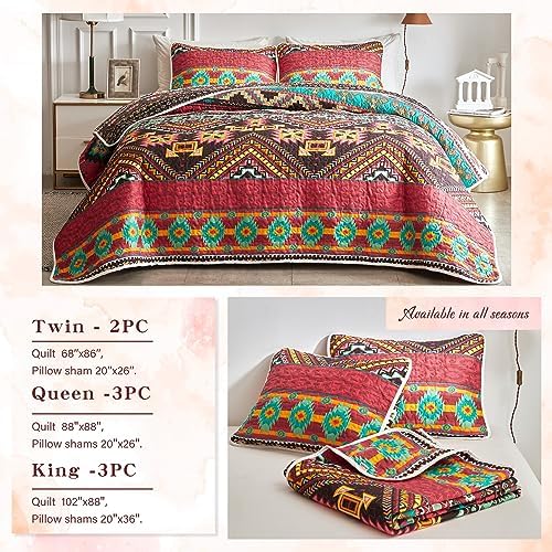 3 Piece Bohemian Quilt Set California King Size 1
