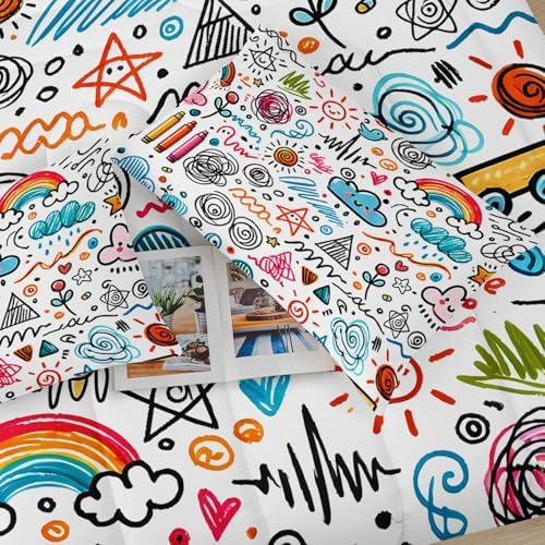 Kids Rainbow Comforter Set with Cartoon Design