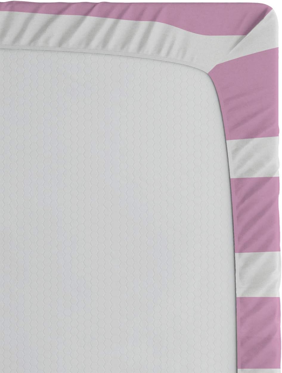 Ambesonne Lettering Fitted Sheet - Girl Power Striped Hearts