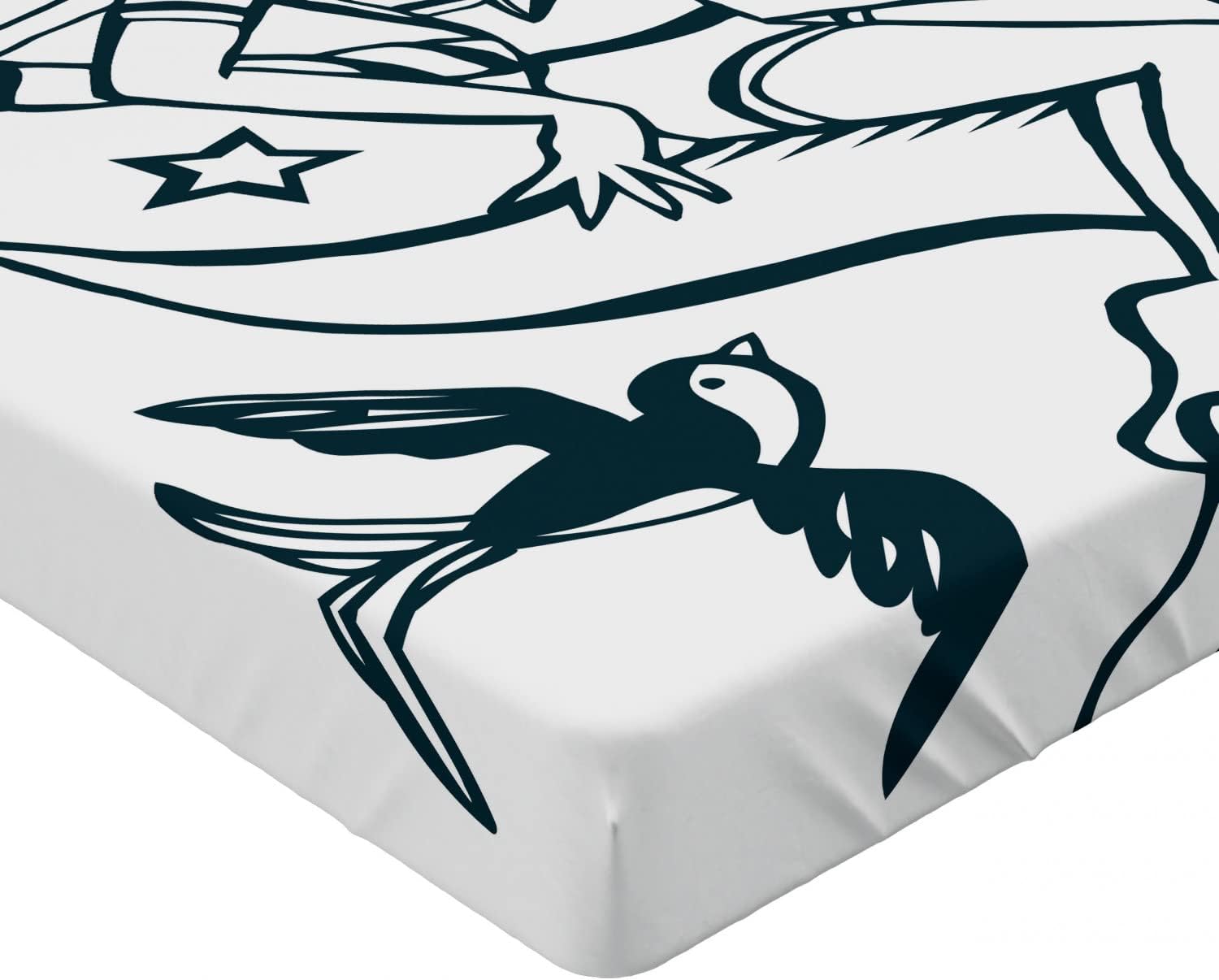 Ambesonne Anchor Fitted Sheet - Teal and White