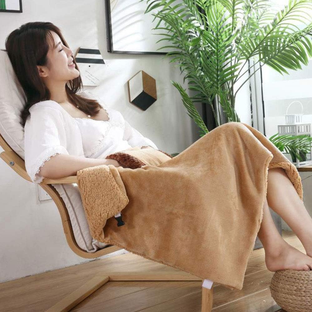 MSUIINT USB Heated Blanket with Hand Pocket 23x31 Inch Khaki