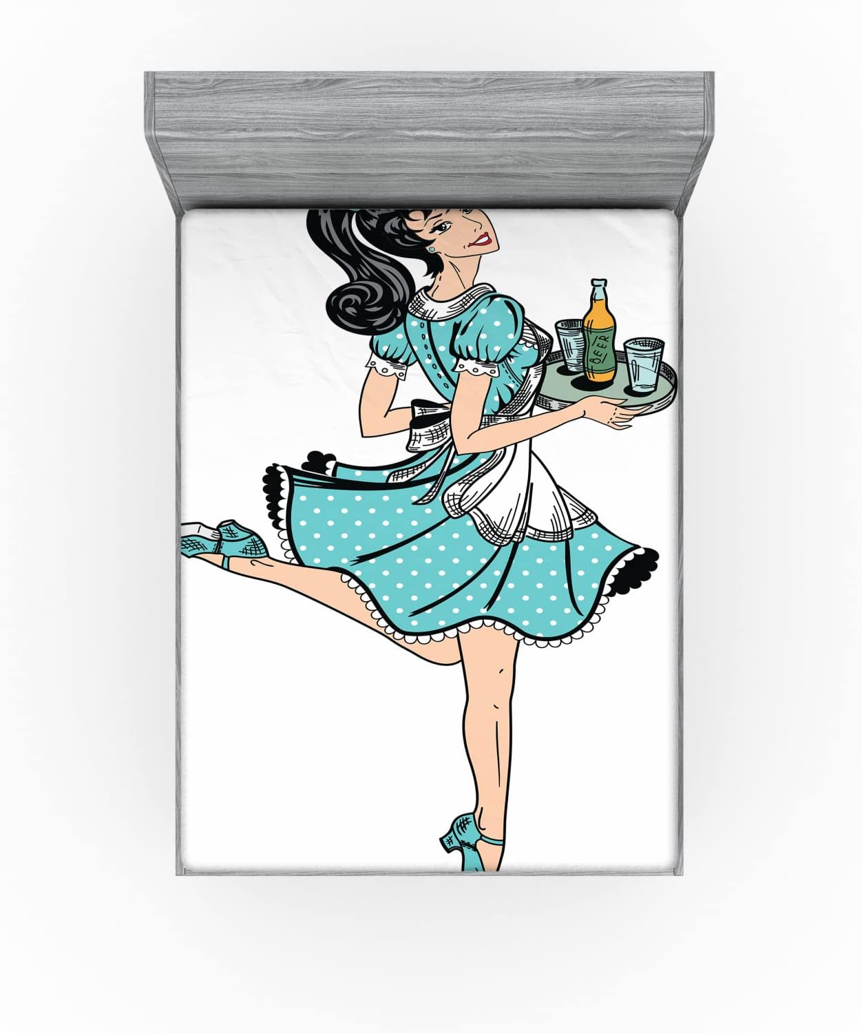 Ambesonne Pin Up Girl Fitted Sheet Set