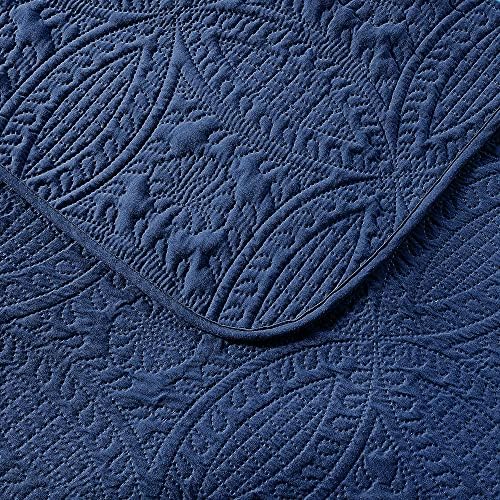 Pure Bedding Quilt Set Navy FullQueen