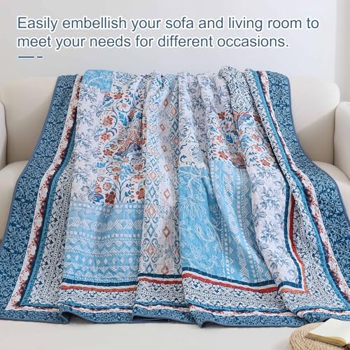 Wongs Bedding Blue Quilt Set Queen Size Bohemian