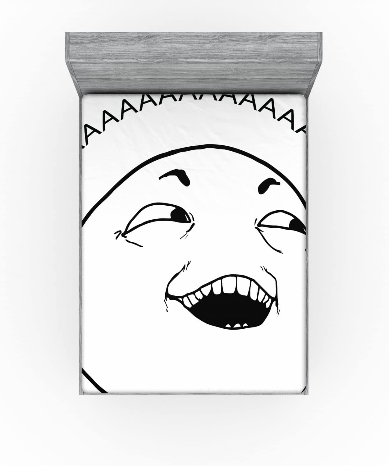 Ambesonne Humor Fitted Sheet - Meme Face California King Black and White