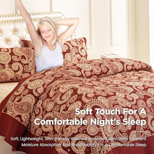Sophia William Red Quilt Set Cal-King 3-Piece