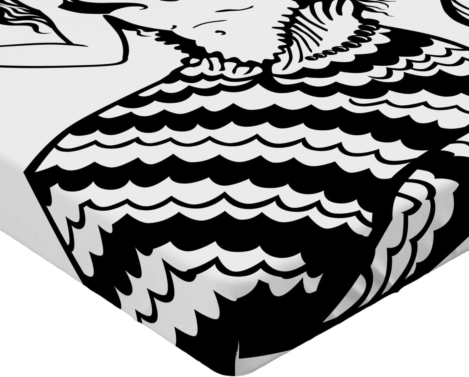 Ambesonne Underwater Fitted Sheet with Fish Tail Design