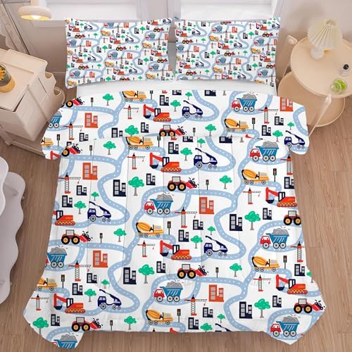 FUYEUN Cartoon Truck Comforter Set Twin